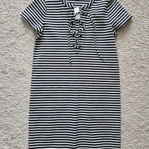 J. Crew Navy and White Striped Lace-Up Top